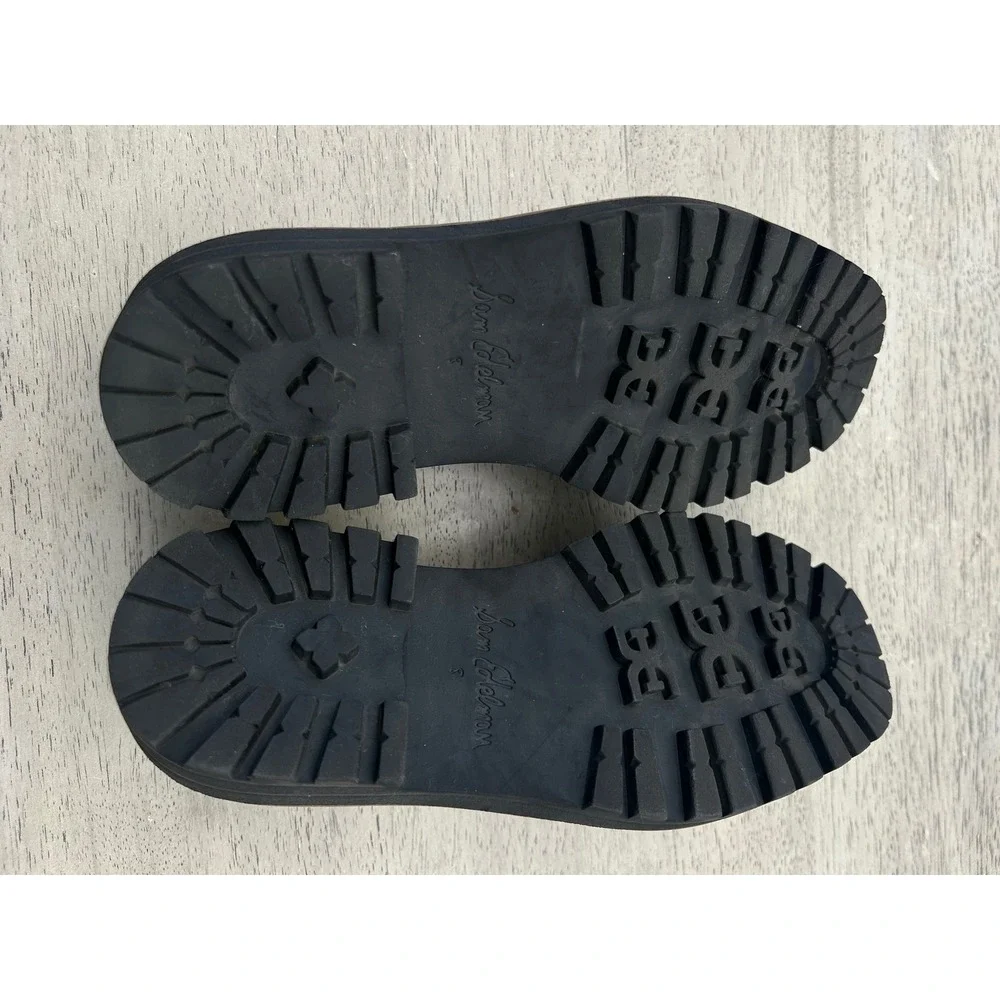 Sam Edelman Black Patent Horsebit Lug Sole Loafers Womens 8 Chunky Platform